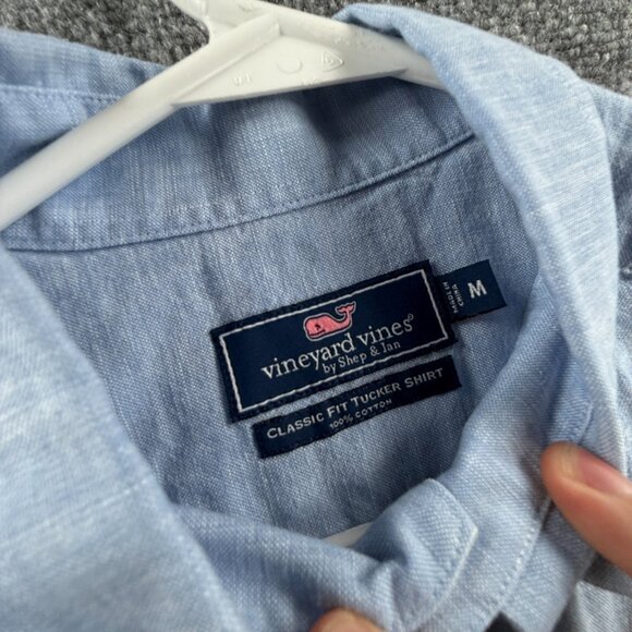 Vineyard Vines Short Sleeve Classic Fit Tucker Button-Down Medium Cotton Blue - Picture 9 of 11